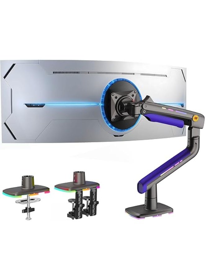 Comfortable gaming monitor arm – fits flat, widescreen, and curved monitors from 32 to 60 inches – supports up to 20 kg – durable and adjustable monitor mount – VESA 75/100 compatible - Image 3